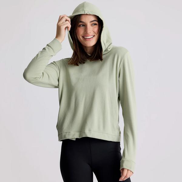 WOMEN`S BAMBOO LWT FLEECE CROPPED HOODIE 528/DESERTSAGE