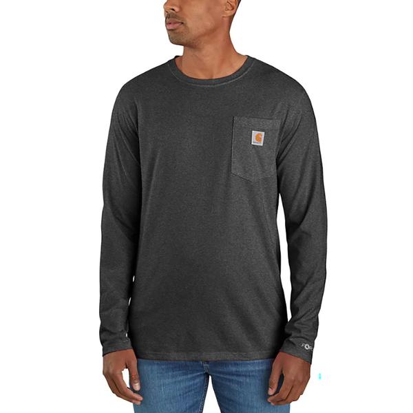 MENS FORCE RELAXED FIT MW LS POCKET TEE CRH/CARBONHEATHER