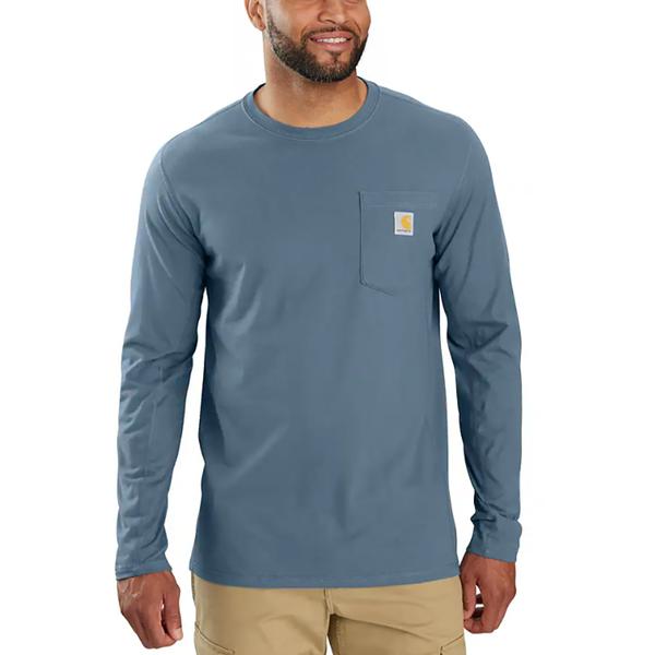 MENS FORCE RELAXED FIT MW LS POCKET TEE HG7/THUNDERCLOUD