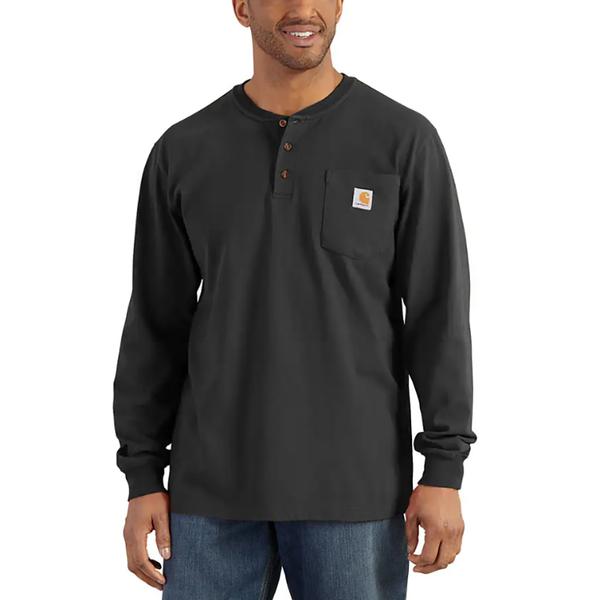 MEN`S WORKWEAR POCKET L/S HENLEY BLK/BLACK