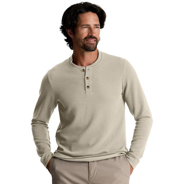 MEN`S WAFFLE LONG SLEEVE HENLEY 001/SANDSTONE