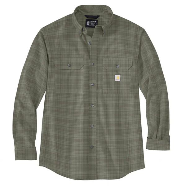 MEN'S LOOSE FIT MW LS CHAMBRAY PLAID DOV/DUSTYOLIVE