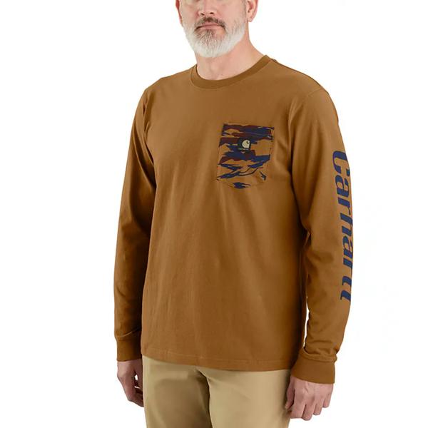 MEN'S RELAXED FIT HW LS CAMO GRAPHIC TEE BRN/CARHARTTBROWN