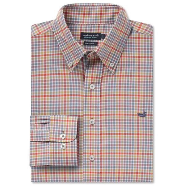 BAKER PERFORMANCE GINGHAM DRESS SHIRT BURNTRED/SAGE