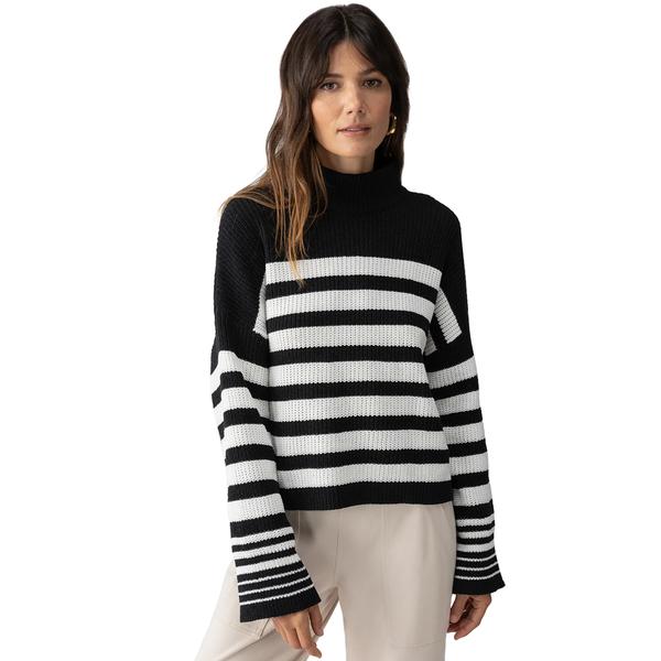 STAY COZY SEMI CROP SWEATER BLACK/CHALKSTRIPE