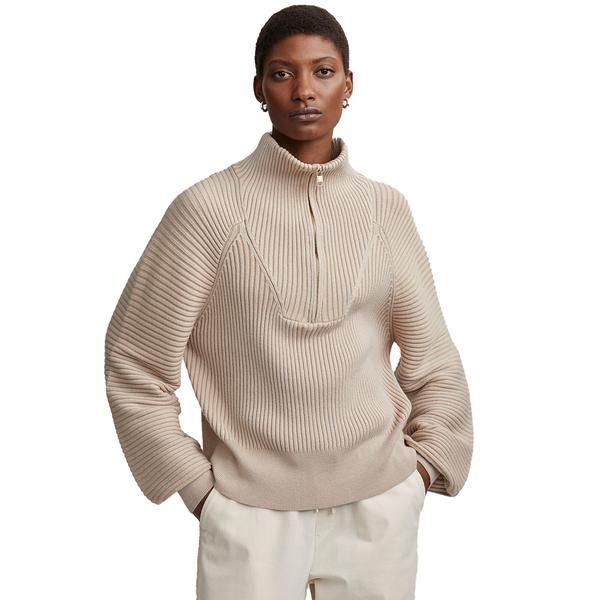 REID HALF-ZIP KNIT CEMENT