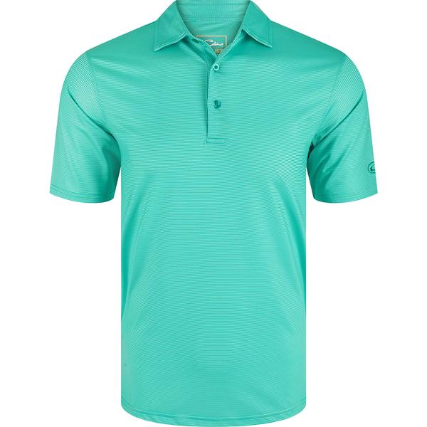 PERFORMANCE CHALK STRIPED POLO CRT/CERAMICTEAL