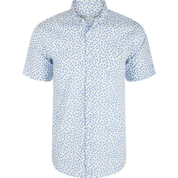 Cotton Lab Print Short Sleeve Shirt WMB/WHITE/MARINABLUE